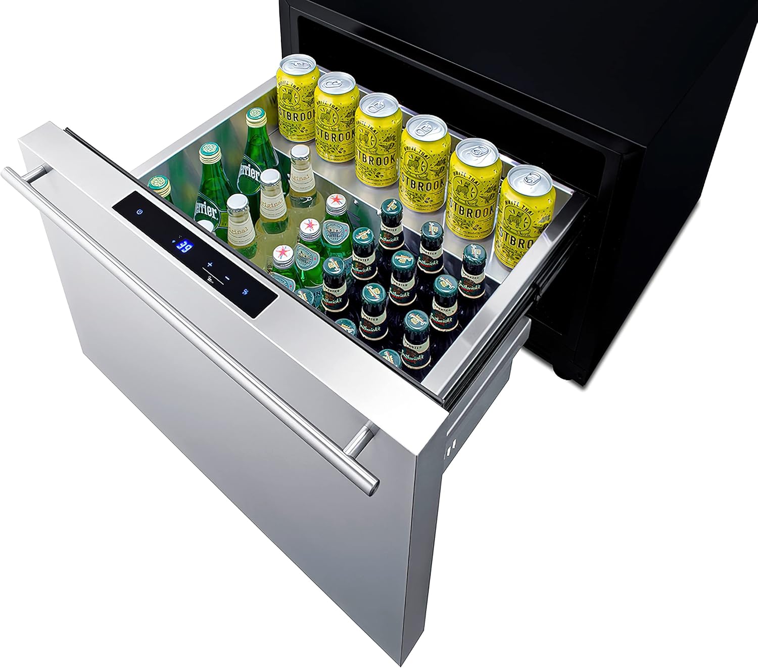 Summit Appliance SDR24 24" Wide Built-In Drawer Refrigerator; 2 cu.ft Capacity; Panel Ready Drawer Front (Not Included); Frost-free Operation