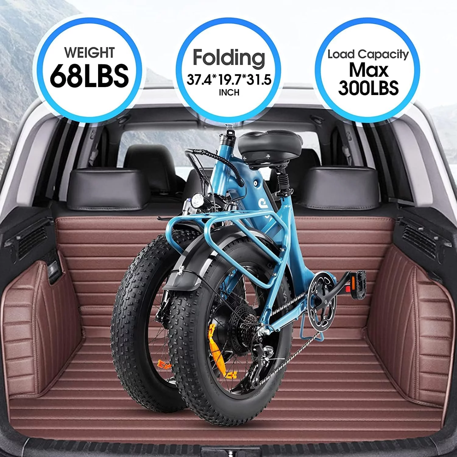 DYU 20" Fat Tire Electric Bike for Adults, Folding Electric Bicycle 500W 48V 14AH Removable LG Battery, Snow Beach E Bike w/Shimano 7 Speed Lockable Suspension Fork