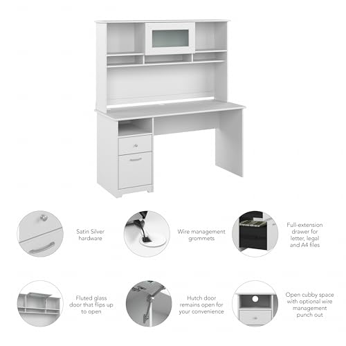 Bush Furniture Cabot 60W Computer Desk with Hutch and Drawers in Espresso Oak