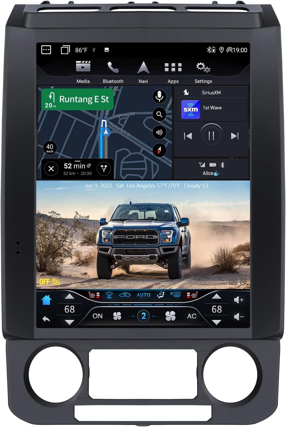 YULU E10 Plus Car Radio 12.1 Inch Stereo for F150 2015 to 2020 and F250 F350 F450 2017 to 2021 Android 12.0 GPS Navigation Wireless Carplay 5G WiFi SiriusXM, New Upgrade! 6G+64G AUX/Fiber Optic Out
