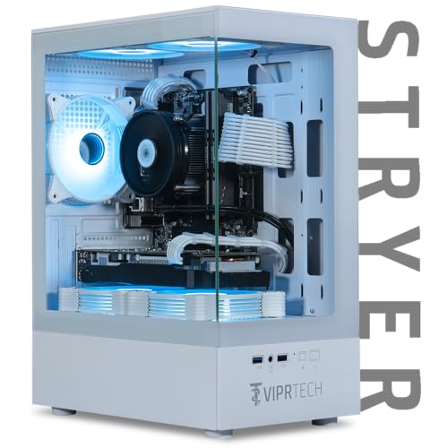 ViprTech Stryker 4.0 Liquid-Cooled PC - AMD Ryzen 7 (4.4GHz Turbo), RTX 4060 8GB, 32GB DDR4 3200, 1TB NVMe SSD, 700W PSU, WiFi BT, Win 11 Pro, RGB, Gaming Desktop Computer Prebuilt, White