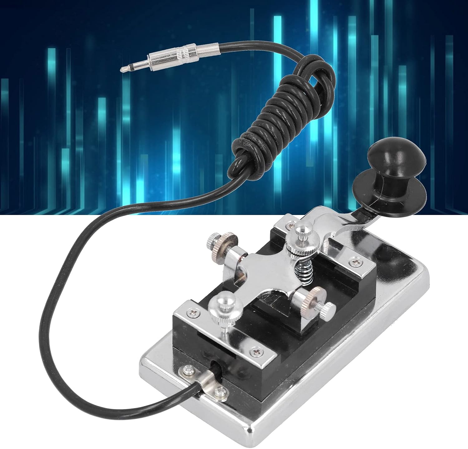 Morse Key Eujgoov HY-K4 Stainless Steel CW Telegraph Key DIY Telegraphing Key for Shortwave Radio Communication Teaching