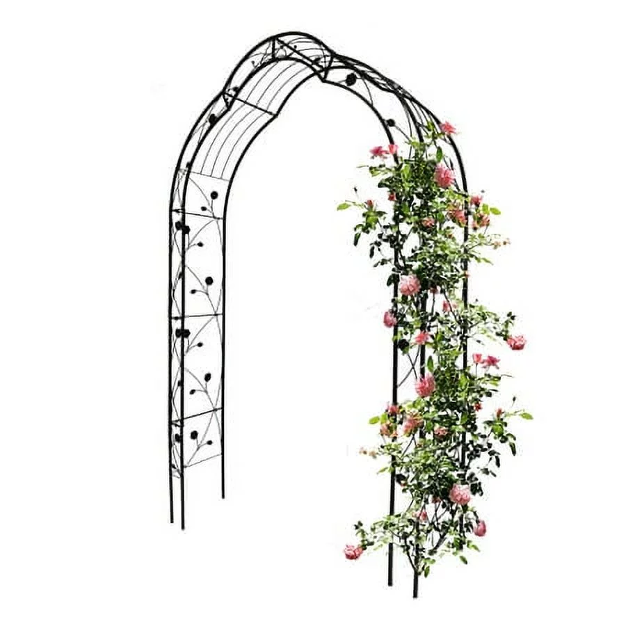 59"W * 98"H Garden Arches Arbors Curved Metal Durable Iron Plants Trellis Stand Use for Outdoor Garden Arbor Climbing Plants Wedding Arches Ceremony Black