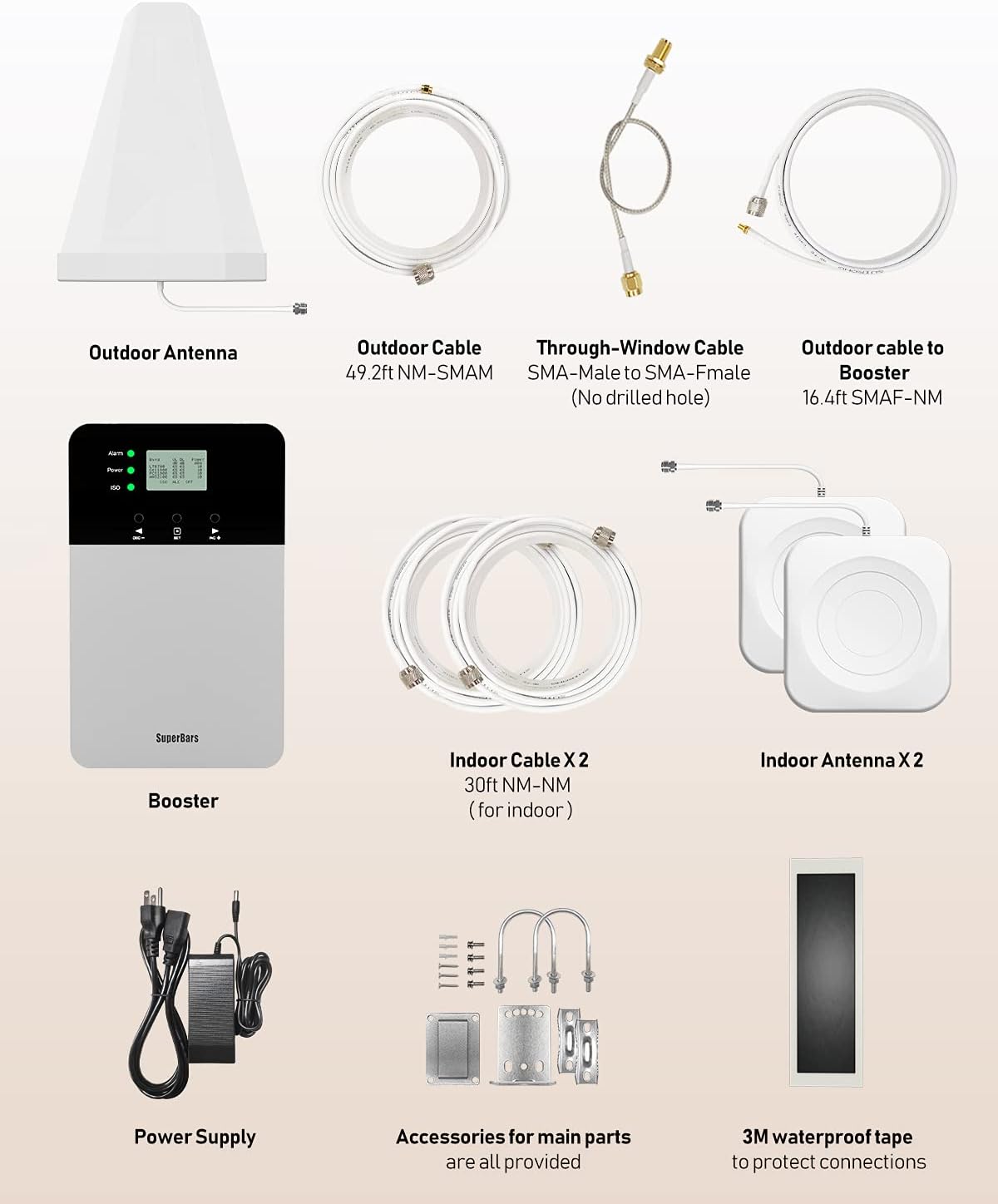 SuperBars RV Cell Phone Booster and Signal Amplifier ,with Bendable Antenna, Cell Phone Booster for All U.S. Carriers