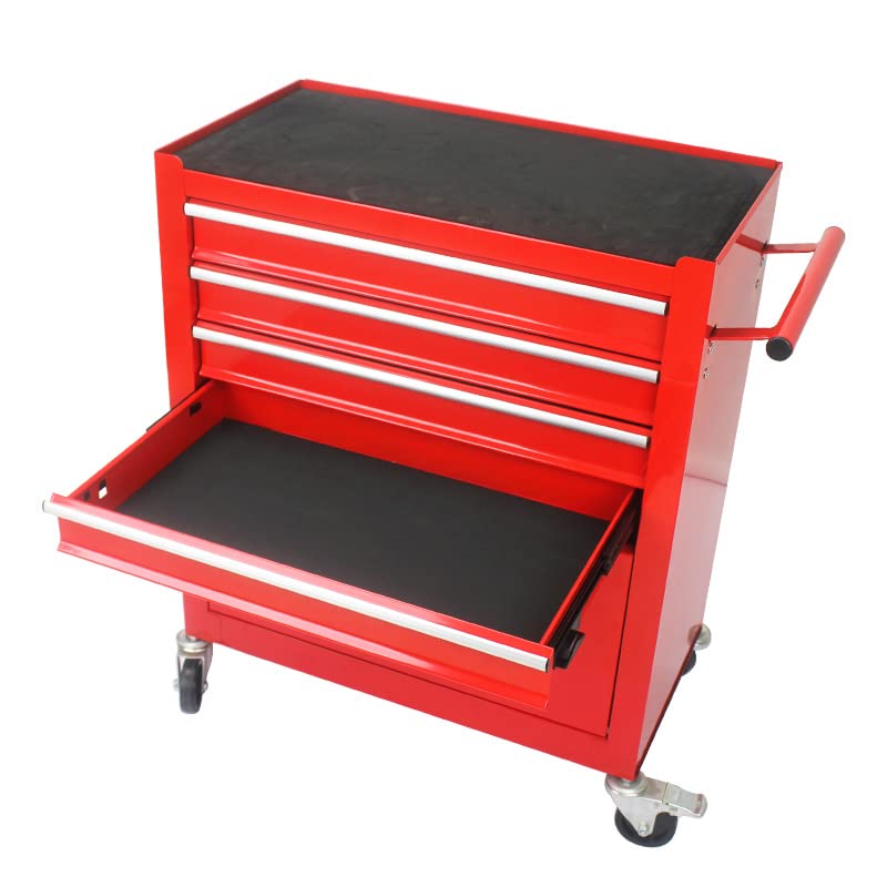 Rolling Tool Cart with 4 Drawer Tool Box,Tool Chest with Wheels,Tool Storage Organizer Cabinets for Garage, Warehouse, Repair Shop,230 LBS Capacity,24.4"D x 13"W x 26"H (Black)