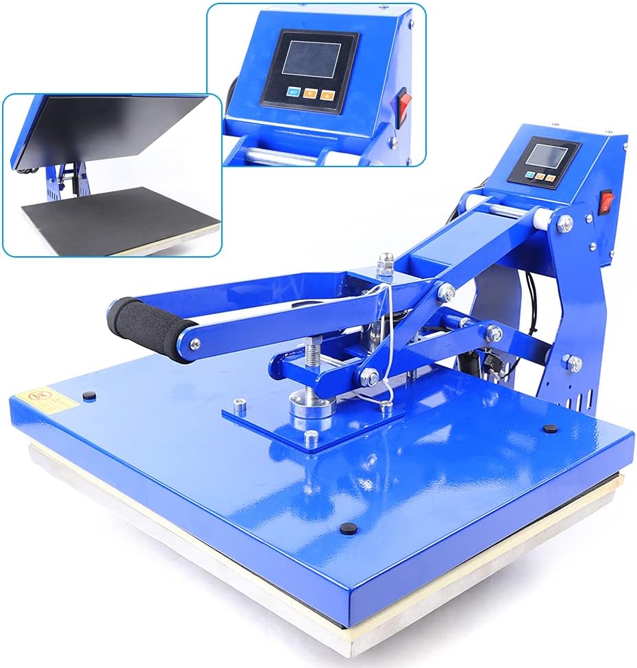 Auto Open Heat Press Machine 16x20 Inch Clamshell Heat Press, Digital Clam Heat Press for T Shirts Bags Mouse Pads More, Home Heat Transfer Machine for Gifts Business, blue