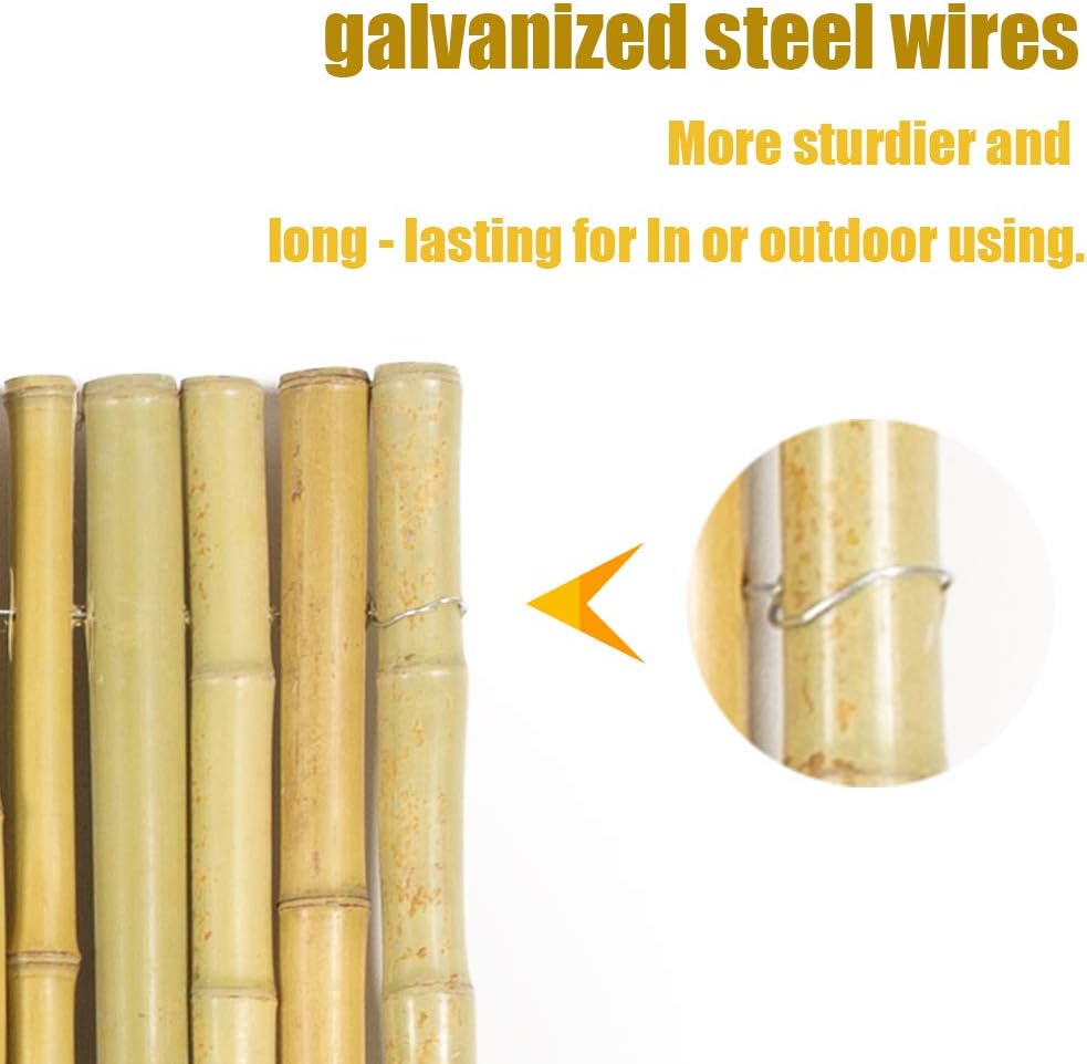 Mininfa Natural Rolled Bamboo Fence, Eco-Friendly Bamboo Fencing, 0.7 in D x 6 feet High x 8 feet Long, Bamboo screen for Garden, privacy