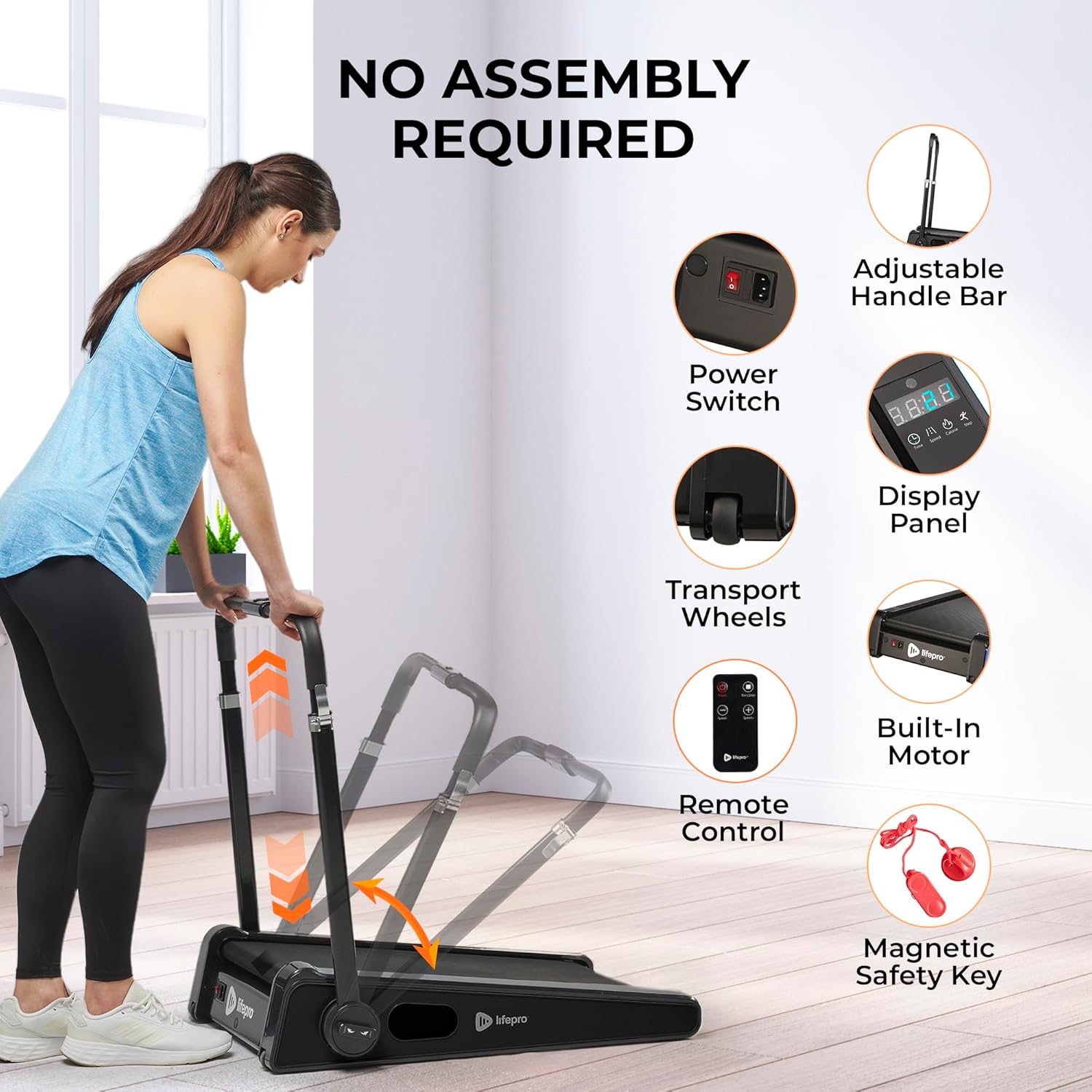 LifePro Smallest Portable Mini Walking Pad with Adjustable Handlebar - Max Speed 3 MPH, Home & Office 30 inch Mini Walking Treadmill, Under Desk Small Work Desk Compact Treadmill, 220 Lbs Max Weight