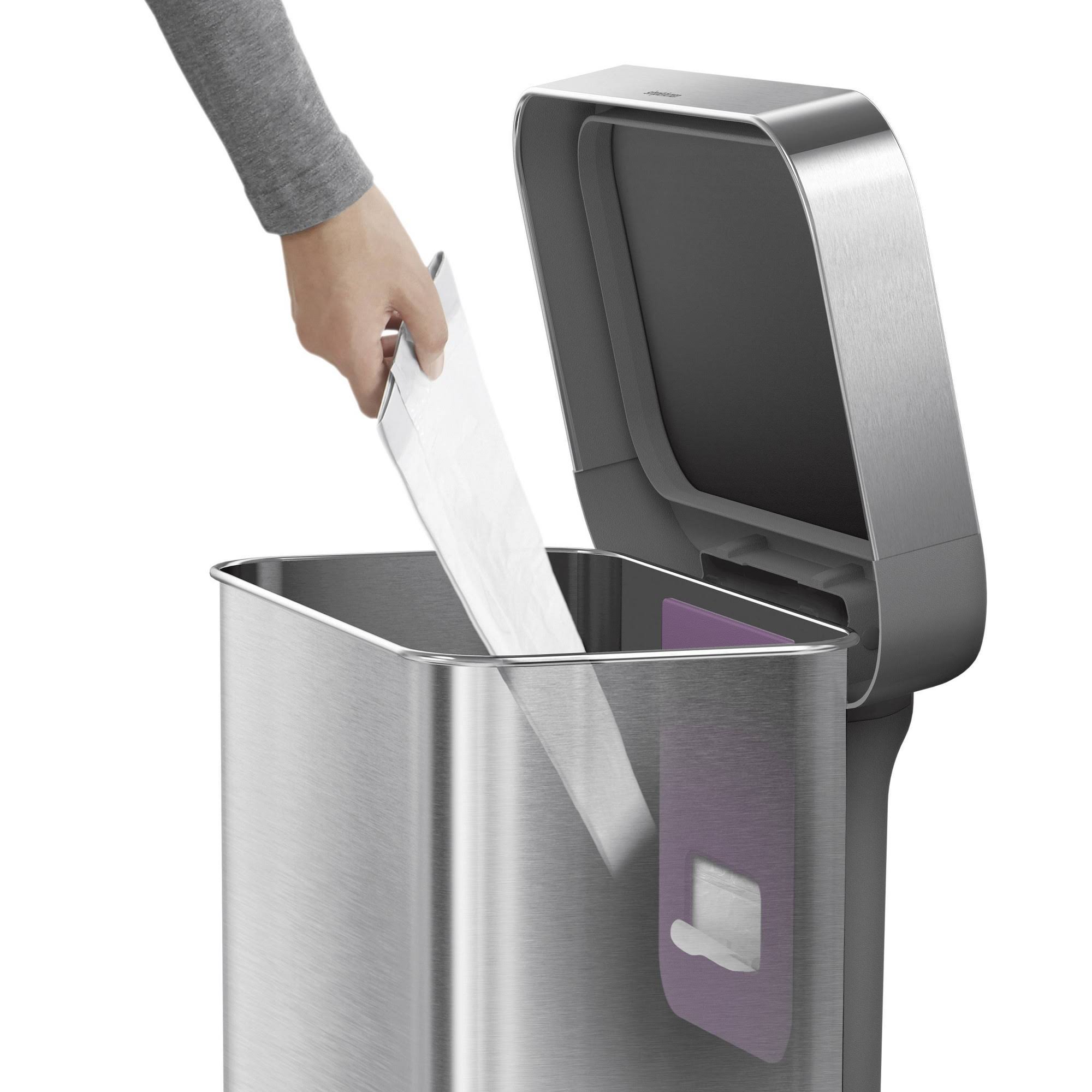 simplehuman 55L Rectangular Step Trash Can Brushed Silver