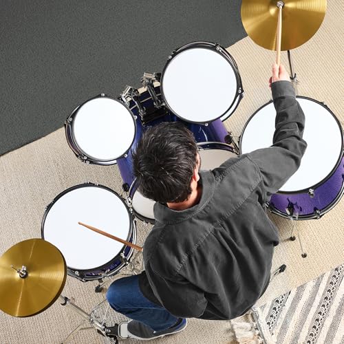 Best Choice Products 5-Piece Full Size Complete Adult Drum Set w/Cymbal Stands, Stool, Drum Pedal, Sticks, Floor Tom - Dark Blue Sparkle