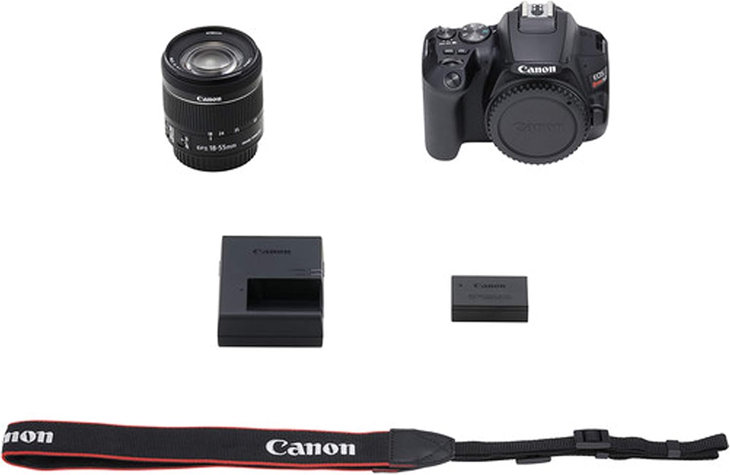 Canon EOS Rebel SL3 DSLR Camera w/EF-S 18-55mm F/4-5.6 STM Zoom Lens + 64GB Memory, Case, Tripod, Flash, Remote, and More (32pc Bundle) (Renewed)