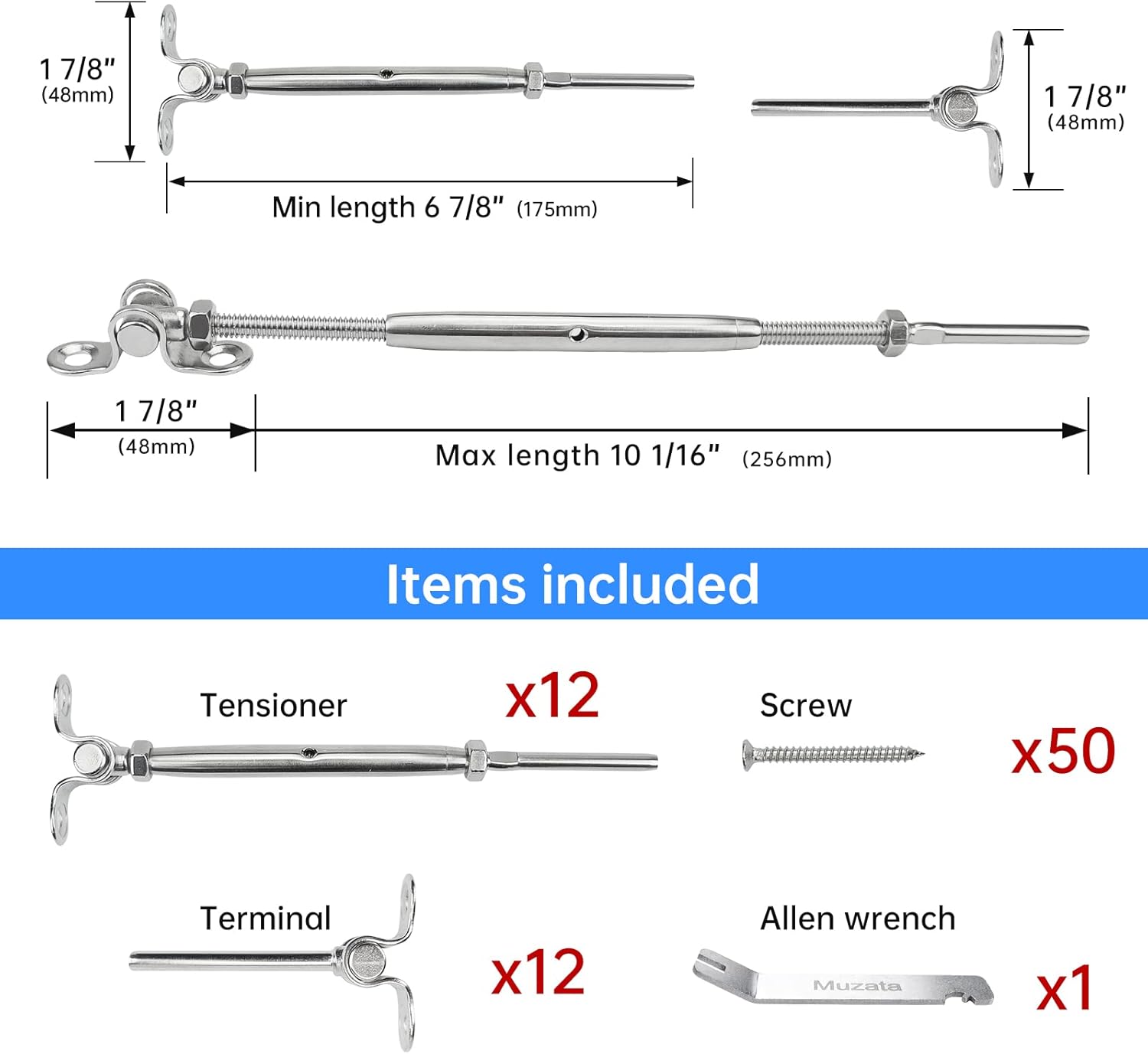 Muzata 32Set Cable Railing Kit 1/8 Swage Toggle Turnbuckle Hardware T316 Stainless Steel for Wood Post WoodEasy System Angle 180��Adjustable Stairs Deck 32 Cable Lines CK07 NN1,CA4 CA5