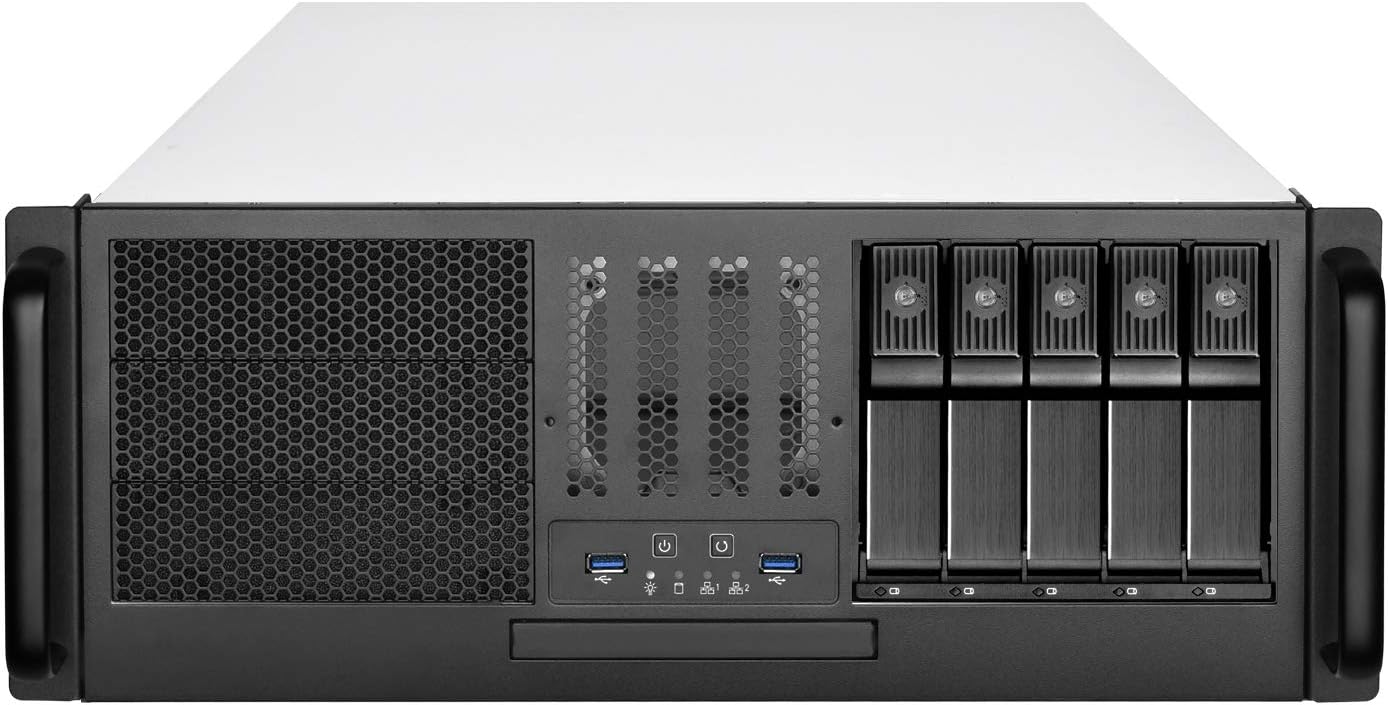 SilverStone Technology RM41-H08 4U Rackmount Server Case with 5 x 3.5 Hot-Swappable Bay and 3 x 5.25 Bays with USB 3.1 Gen 1 RM41-H08-x