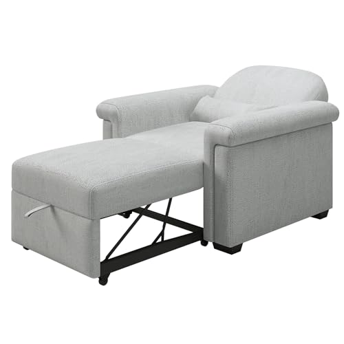 3 in 1 Convertible Single Sofa, Pull Out Sofa Bed Lounger Chair with Pillow and Adjust Backrest, Multi-Function Single Sleeper Sofa Bed for Living Room Apartment Office (Beige-2)