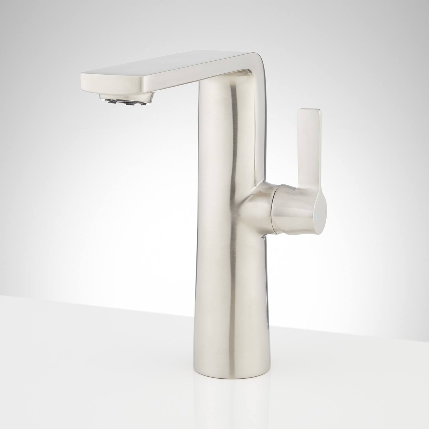 Signature Hardware 947997 Luna 1.2 GPM Single Hole Vessel Bathroom Faucet with Pop-Up Drain Assembly Brushed Nickel Faucet Bathr