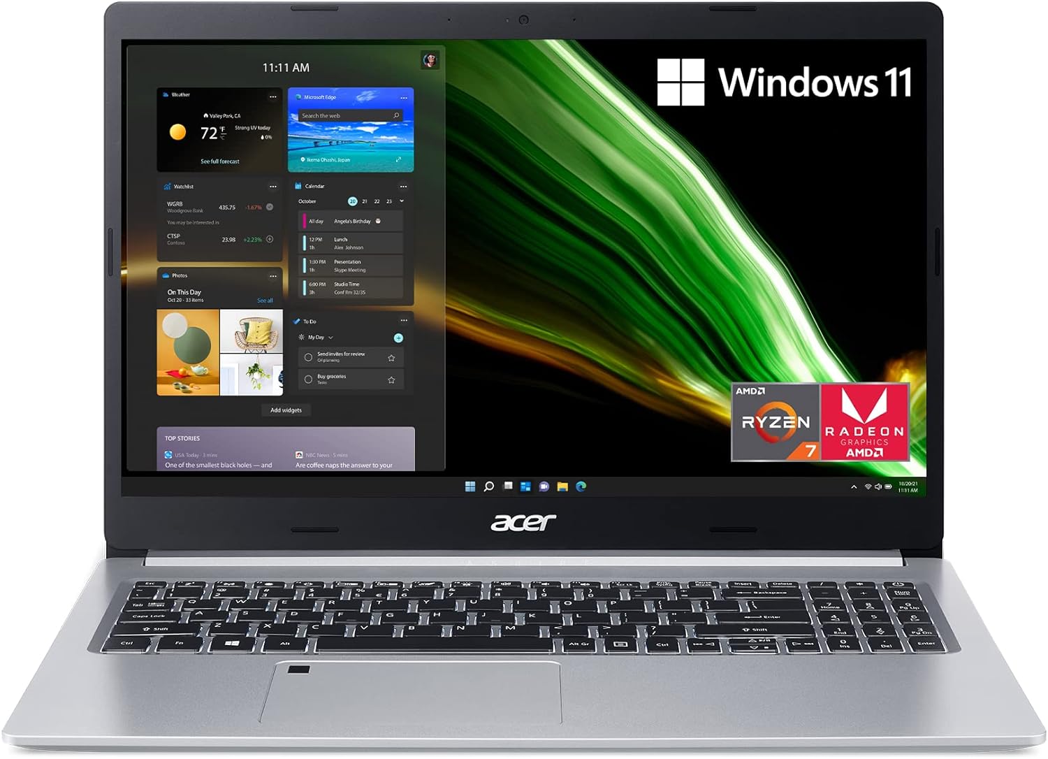 Acer Aspire 5 A515-46-R3CZ Slim Laptop | 15.6" Full HD IPS | AMD Ryzen 7 3700U Quad-Core Mobile Processor | 8GB DDR4 | 256GB NVMe SSD | WiFi 6 | Backlit KB | Fingerprint Reader | Windows 11 Home