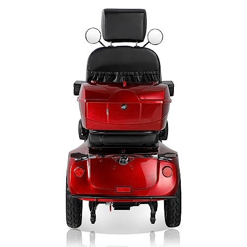 ZVGREEN Heavy Duty 4-Wheels Mobility Scooter for Adults & Seniors, Medical Electric Powered Wheelchair Device 800W, Elderly-Rear LockBox Smart Seat 360 Degree Rotation (Model JXY4D-Red)