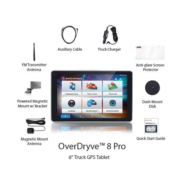 Rand McNally OverDryve 8 Pro GPS Tablet with Built-In Dashcam - 8-Inch