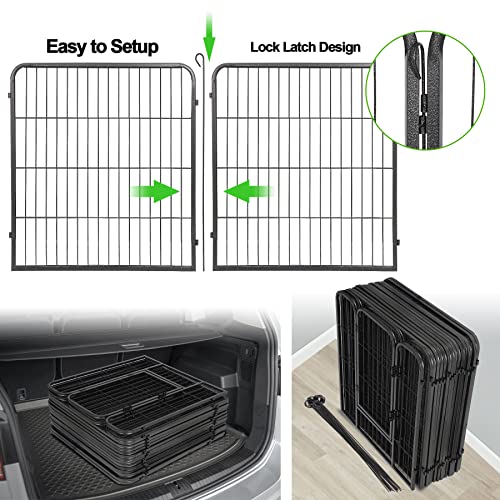 LEMY 16 Panels 32 in Pet Playpen Heavy Duty Metal Dog Exercise Fence Barrier，Outdoor & Indoor Foldable Pet Exericse Pen w/Door,Black