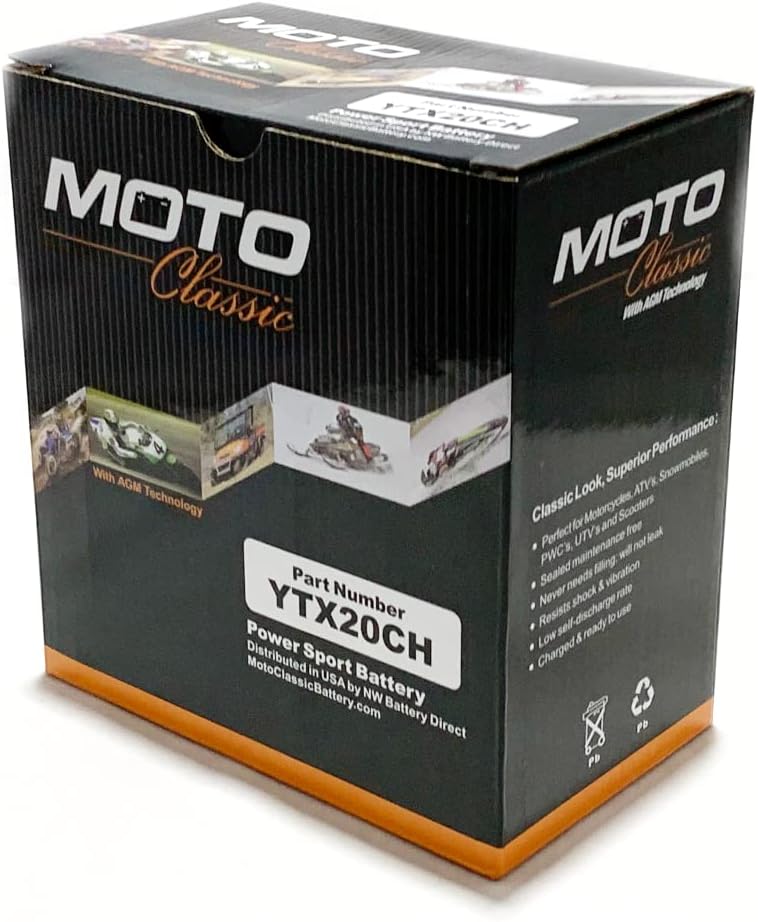 Moto Classic YTX20CH Maintenance Free Sealed AGM 270CCA Battery
