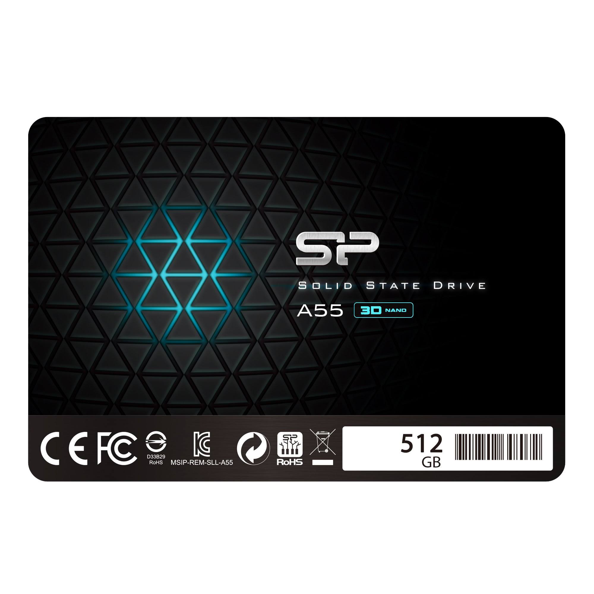 Silicon Power A55 SSD 3D NAND SLC Cache Performance Boost SATA III 2.5x22 7mm (0.28x22) Internal Solid State Drive 512GB