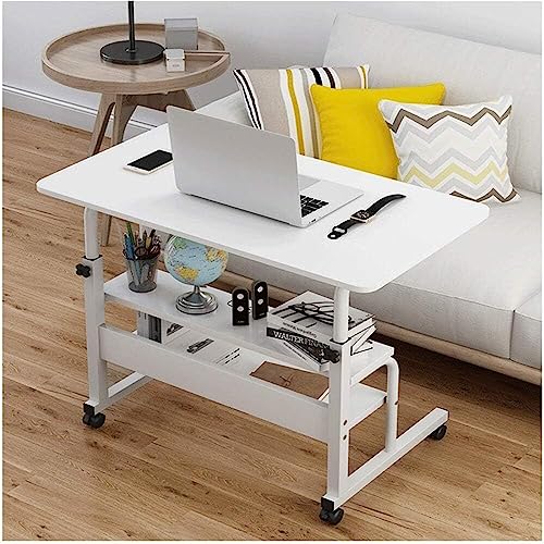 Portable Mobile Laptop Computer Desk Adjustable Height Computer Cart Mobile Laptop Desk Stand Laptop Table On Wheelsa (Oak One Size)