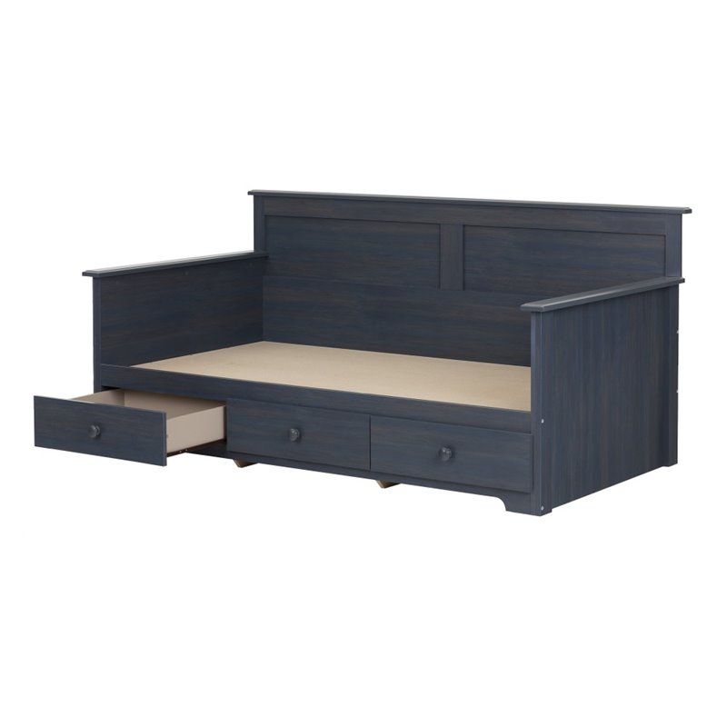 Pemberly Row 3-Drawer Wood/Metal Twin Storage Daybed in Blue