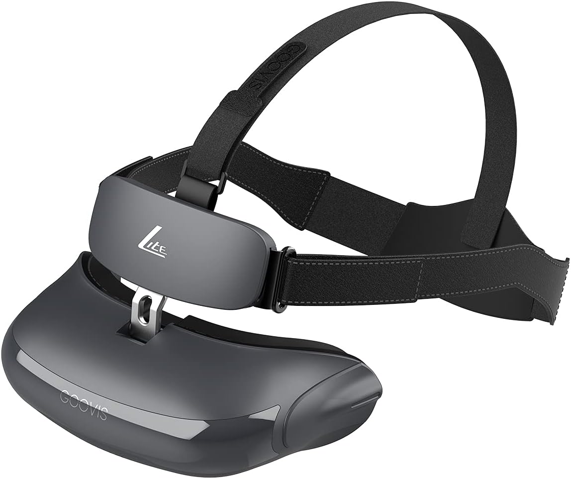 VR Headsets, GOOVIS Lite 3D Movies Virtual Reality with Dual 2K AMOLED Display, All-in-One PC VR Headset with Carrying Case and Elite Strap Comfortable Protective Head Strap Reduce Pressure in VR