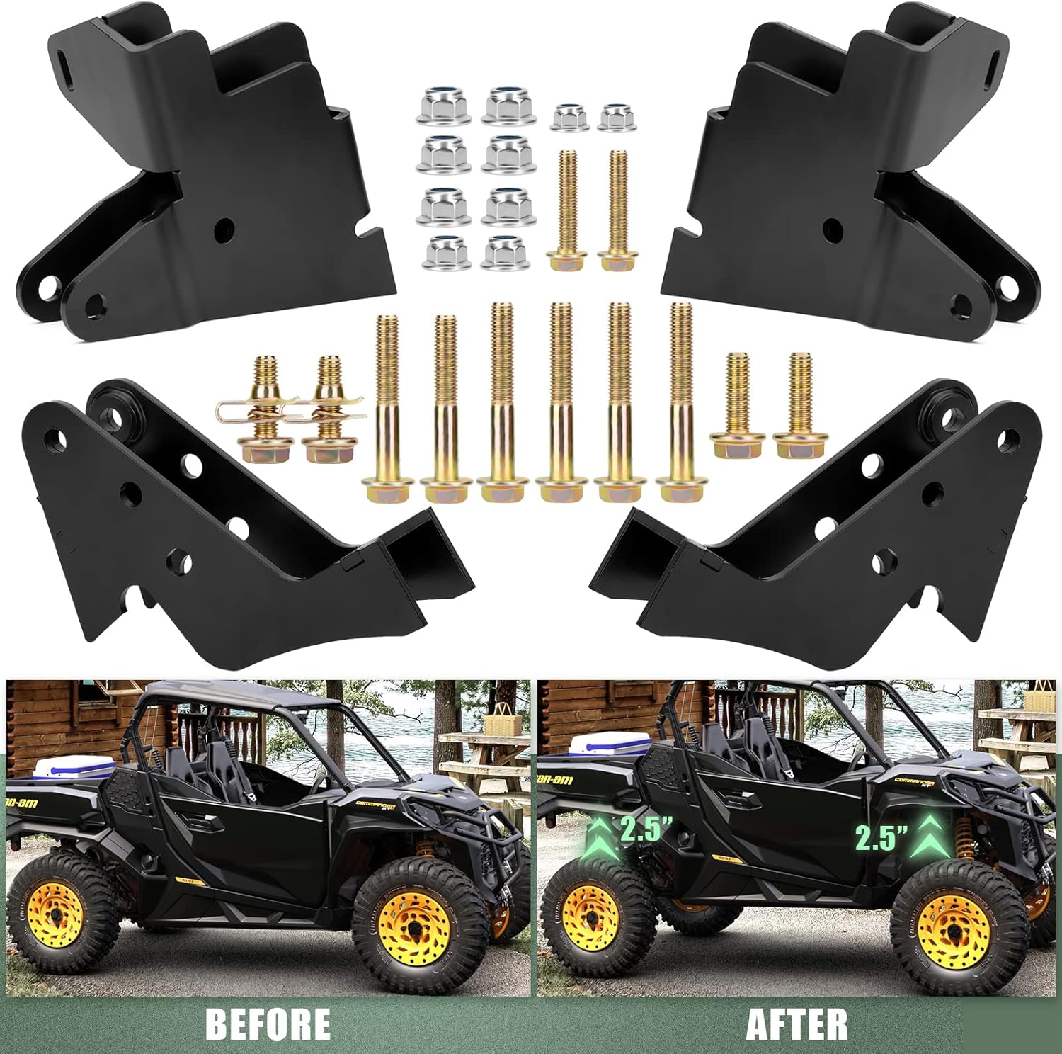 2.5 Lift Kits for Can-Am Commander Max 800/1000,Raise Front & Rear 2.5 Inch UTV Parts and Accessories Fits X Model with Fox shocks