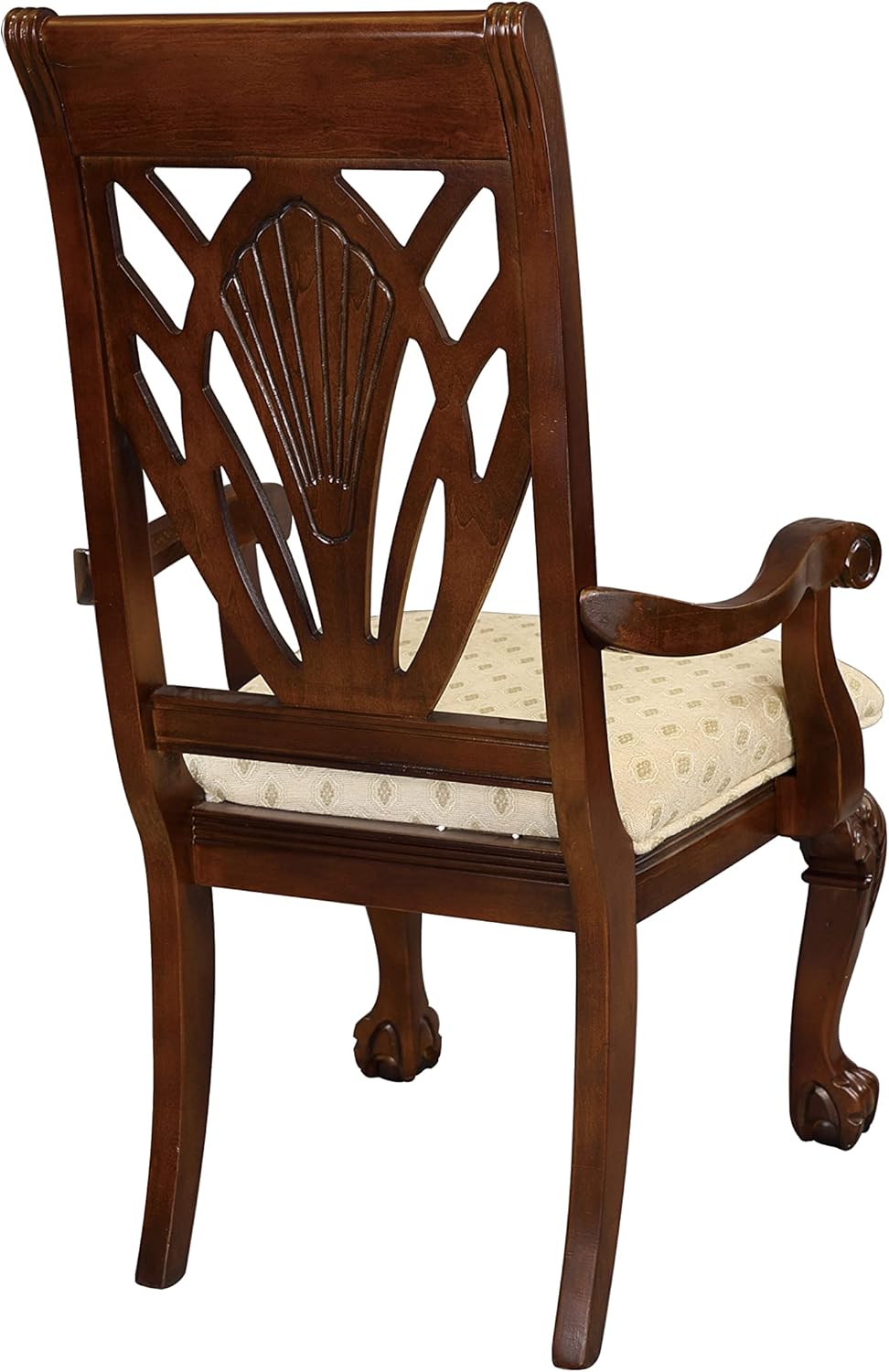 Dark Cherry Finish Formal Dining Armchairs 2pc Set Fabric Upholstered Seat Traditional Design Room Furniture