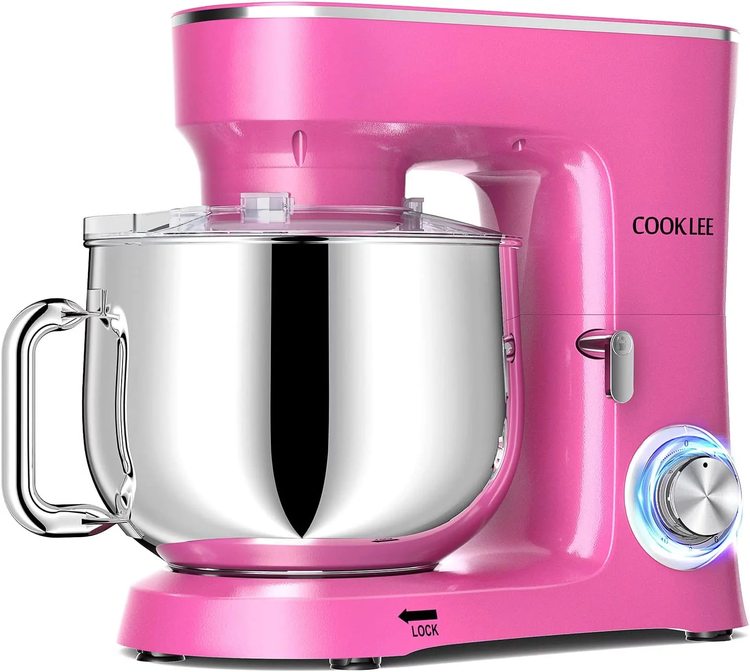 COOKLEE 9.5 Qt. 660W 10-Speed Stand Mixer w/ Dish Washer Safe Accessories SM-1551, Pink