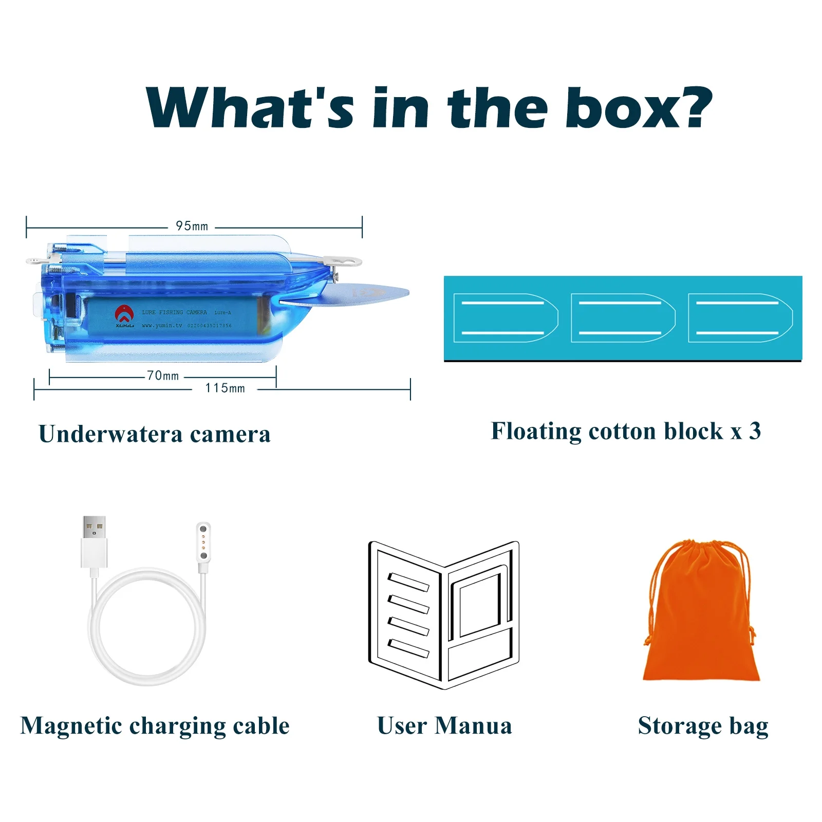 Wireless Underwater Fishing Camera 1080P,Wi-Fi Fish Cam with 64GB TF Card, Rechargeable Battery Loop Recording, Compatible for iOS and Android