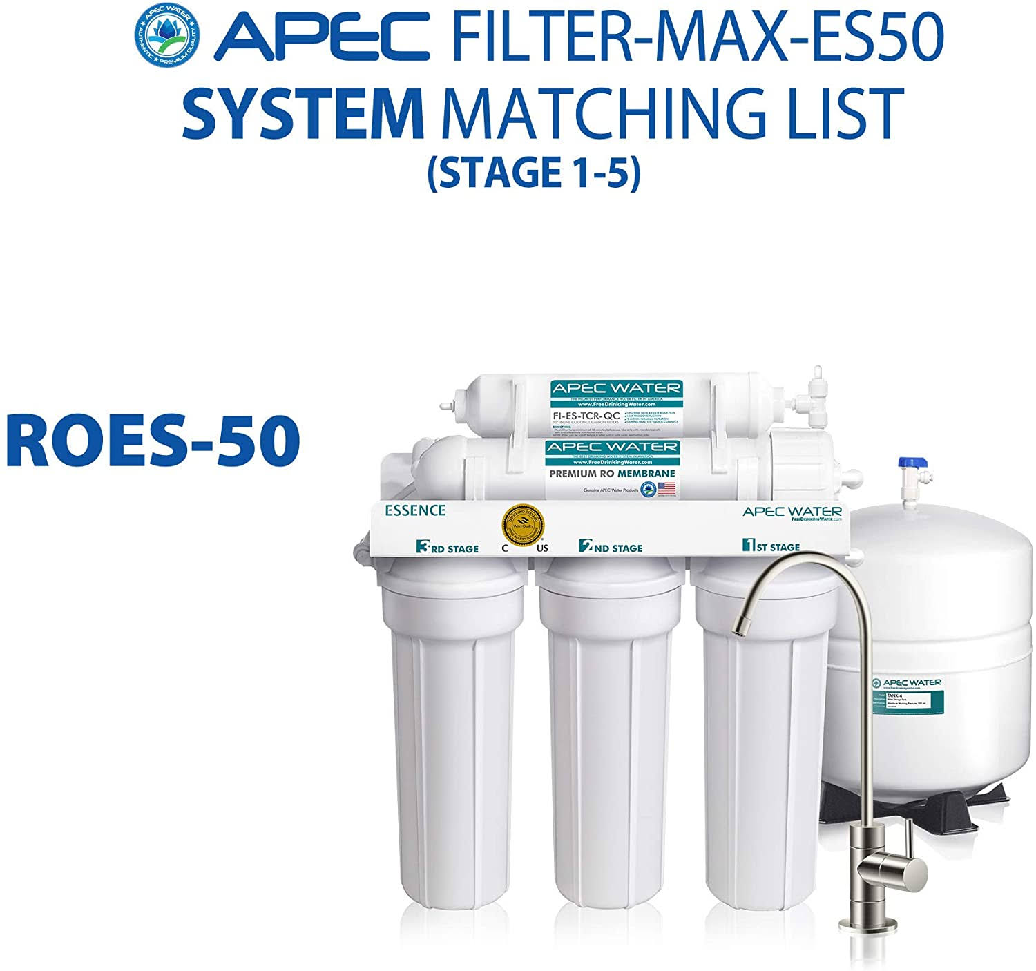 APEC Filter-max-es50 50 GPD High Capacity Complete Replacement Set for Essence Series REVERSE Osmosis Water Filter System