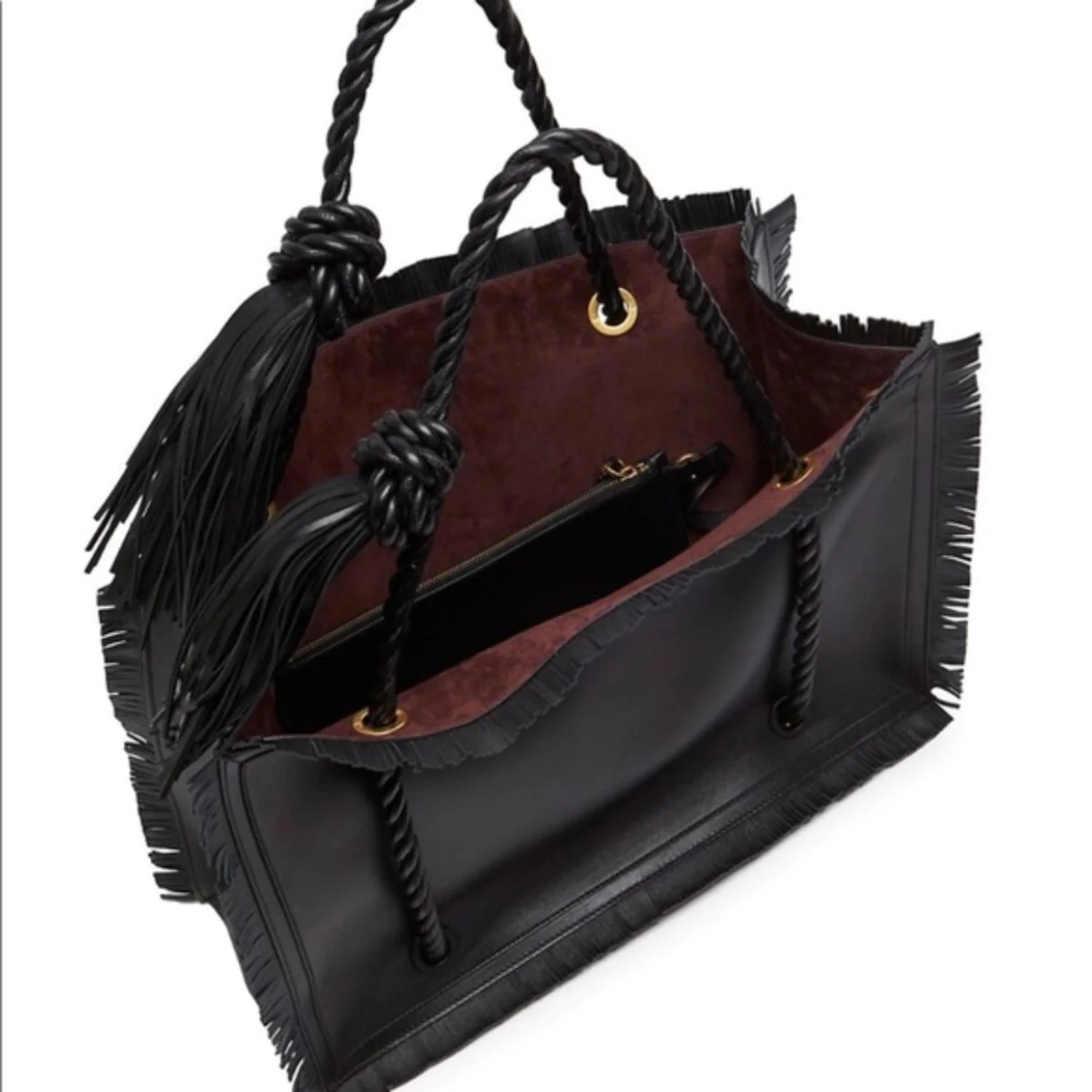 Valentino Garavani The Rope Large Fringe Leather Tote Bag