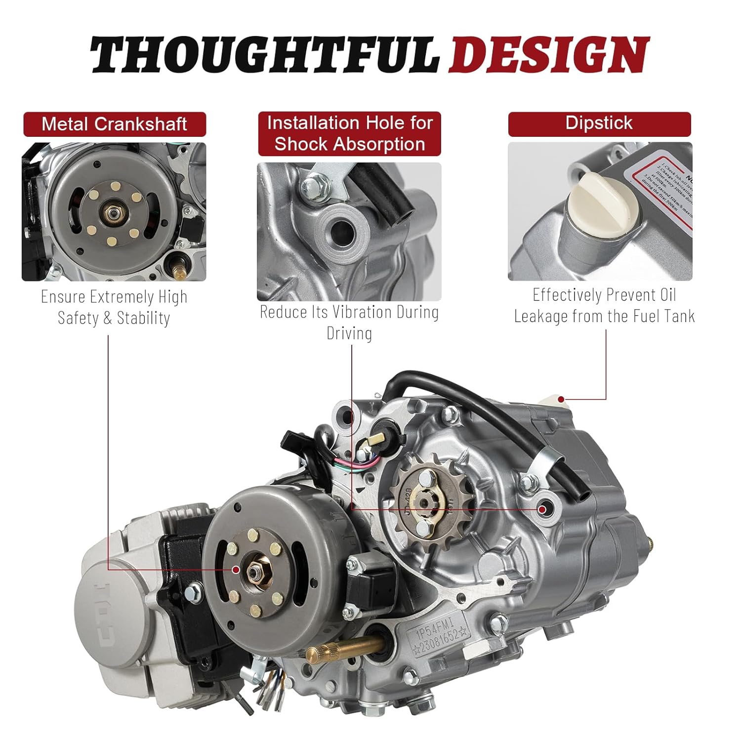 125CC 4-Stroke Engine Motor Kit, Motor Engine for Honda CRF50 XR50 CRF70 Z50R QR50 Dirt Pit Bike, Engine Kit with Manual Clutch and PZ22 Carburetor Single Cylinder Air-Cooled