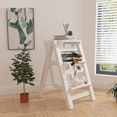Wooden Step Stool,Wooden Folding Step Stool 3 Step Ladder Chair Foldable Stair Stool Multifunction Pine Wood Ladder for Home, Library and Office Max Load 150kg Space Saving