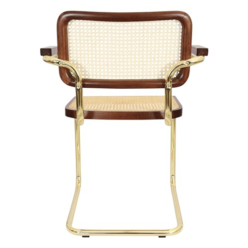 Breuer Chair Company Marcel Breuer Cesca Cane Cantilever Armchair Arm Chair w/Brass Steel Frame Black Wood & Black Cane