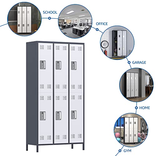 METAN Metal Storage Locker for School Office Gym Bedroom, 12 Doors Locker Cabinet for Employees, Industrial Steel Storage Locker with 12 Hooks, Assembly Required (12 Door-Light Gray)