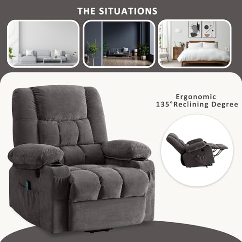 Power Lift Recliner Chair Recliners for Elderly with Heat and Massage Recliner Chair for Living Room with Infinite Position and Side Pocket,USB Charge Port