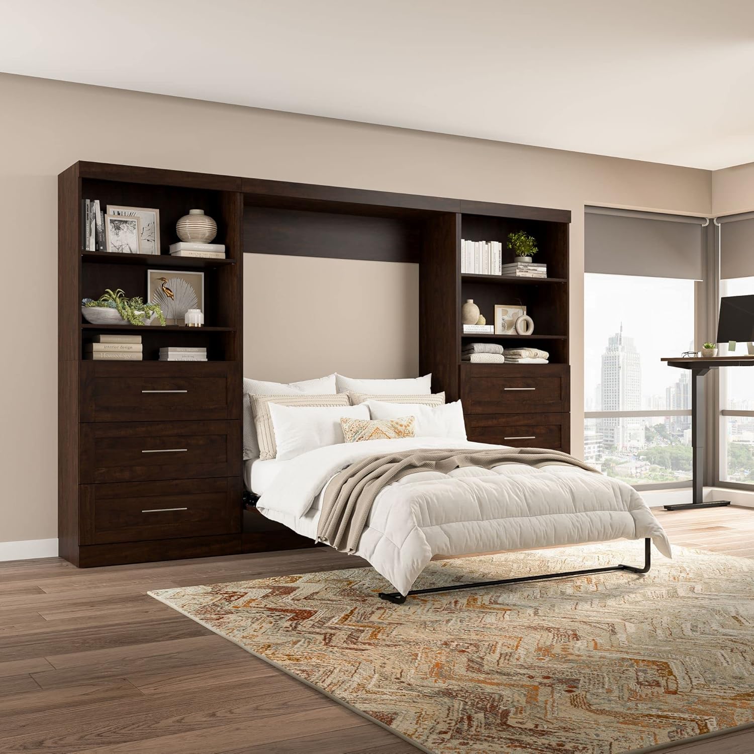 BESTAR Pur Murphy, Space-Saving Wall Bed for Multi-purpose Room, FULL, Chocolate