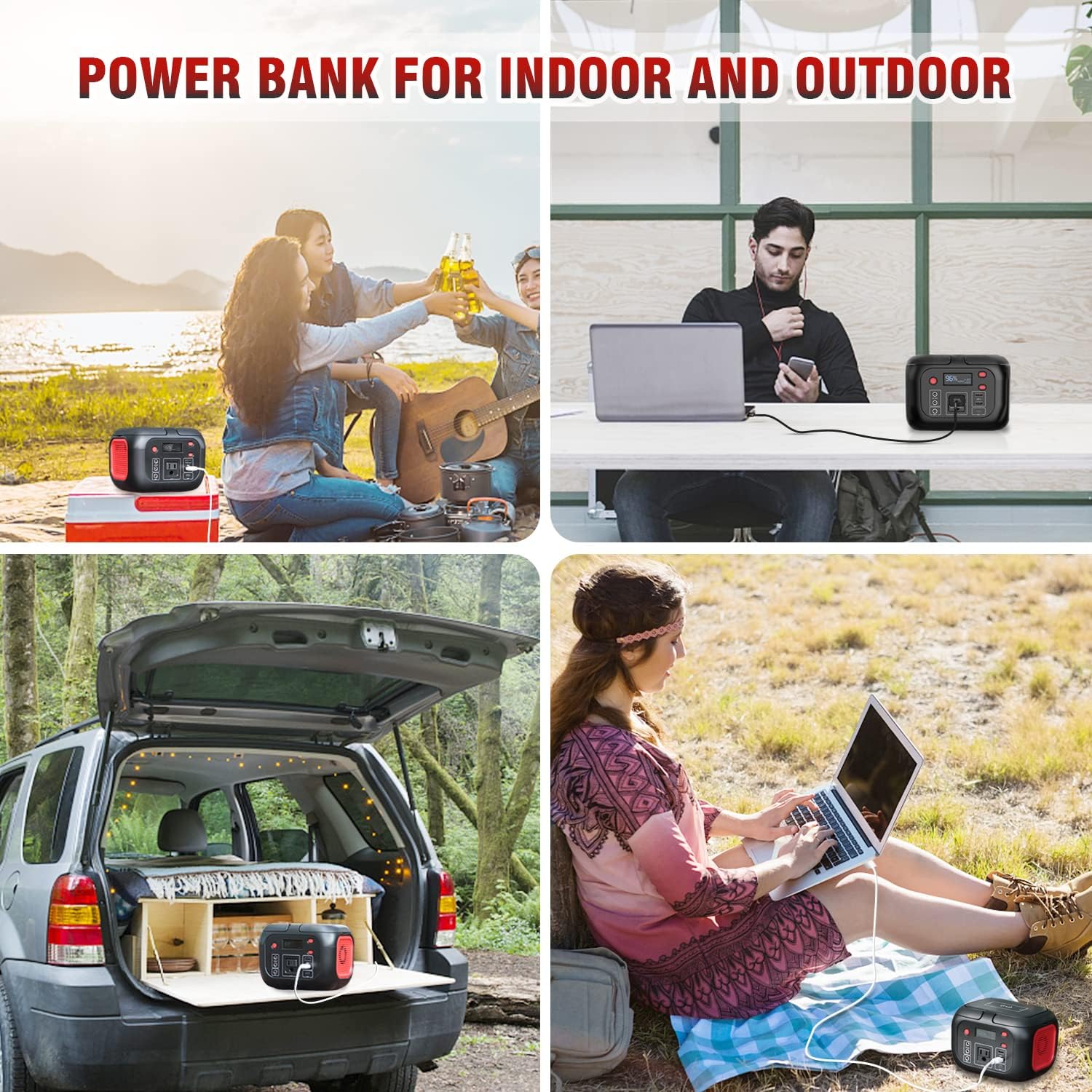 Portable Power Bank with AC Outlet 110V/200W, 42000mAh Power Station with Fast Wireless Charger, Support Pass Through Charging, 7 Outputs Backup Lithium Battery for Home Camping Emergency