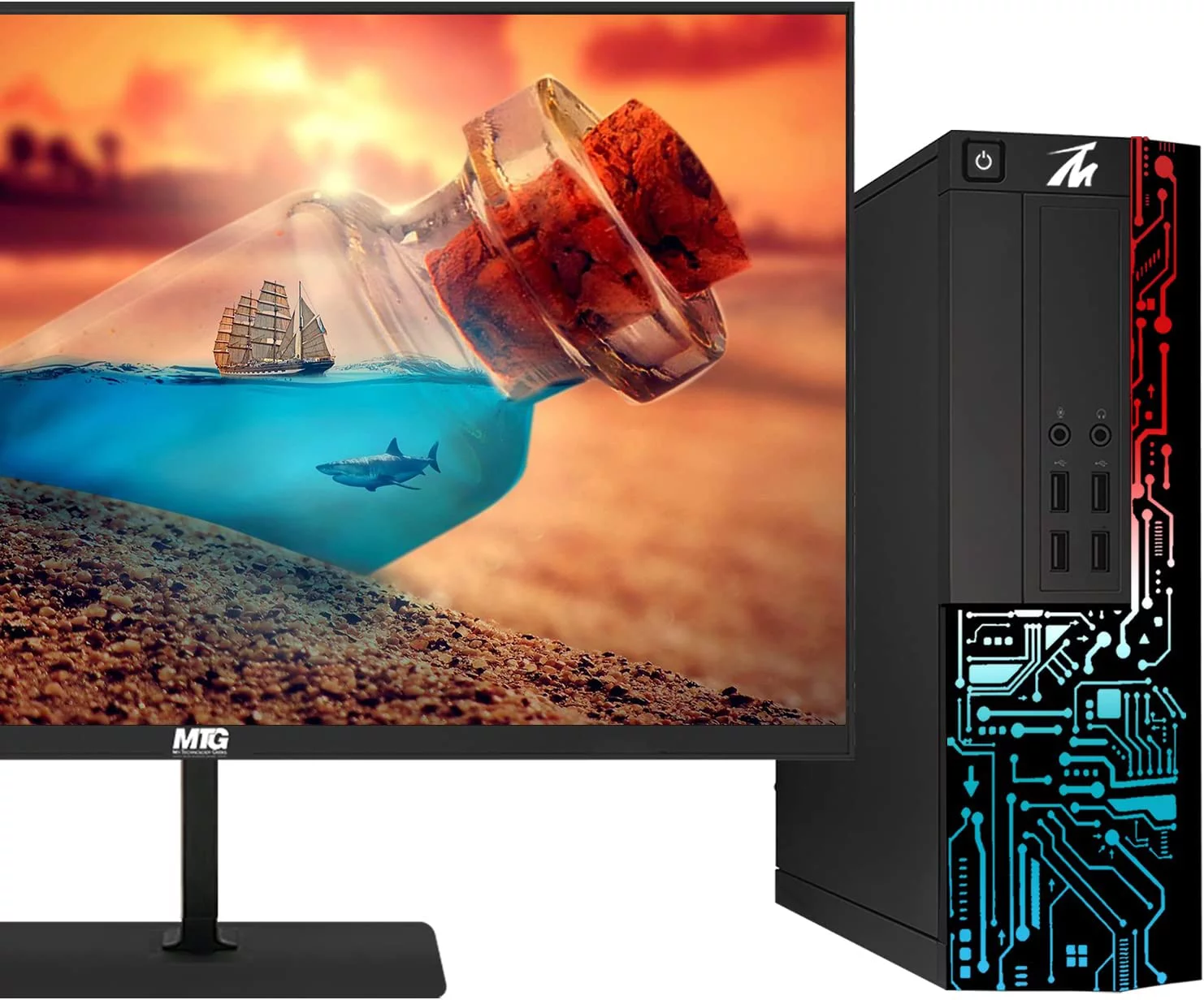 Restored Computer Desktop PC, Intel Core i5, TechMagnet Siwa 8, 8GB RAM, 500 GB HDD, New MTG Dual 24 Inch Monitor, MTG RGB Keyboard Mouse, RGB Speaker with Webcam, WiFi, Windows 10 Pro (Renewed)