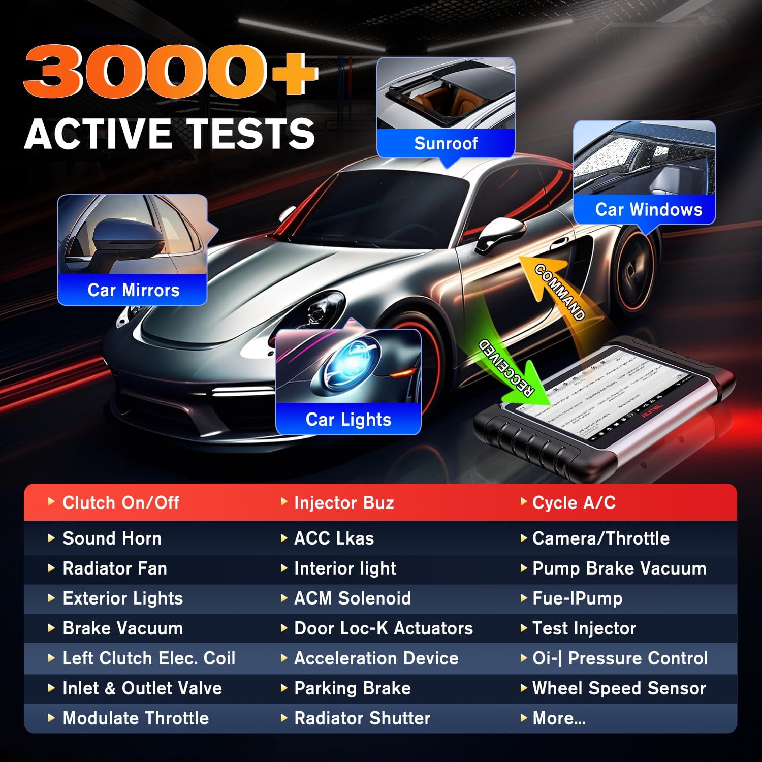 Autel MaxiCOM MK808BT PRO: 2024 Bidirectional Tool Up of MK900/ MX900/ MK808S/ MK808BT/ MaxiCheck MX808S/ MK808Z, 3K+ Active Tests as MK900BT, OE Full Sys, 28+ Services, OS 11, FCA SGW, Support BT506