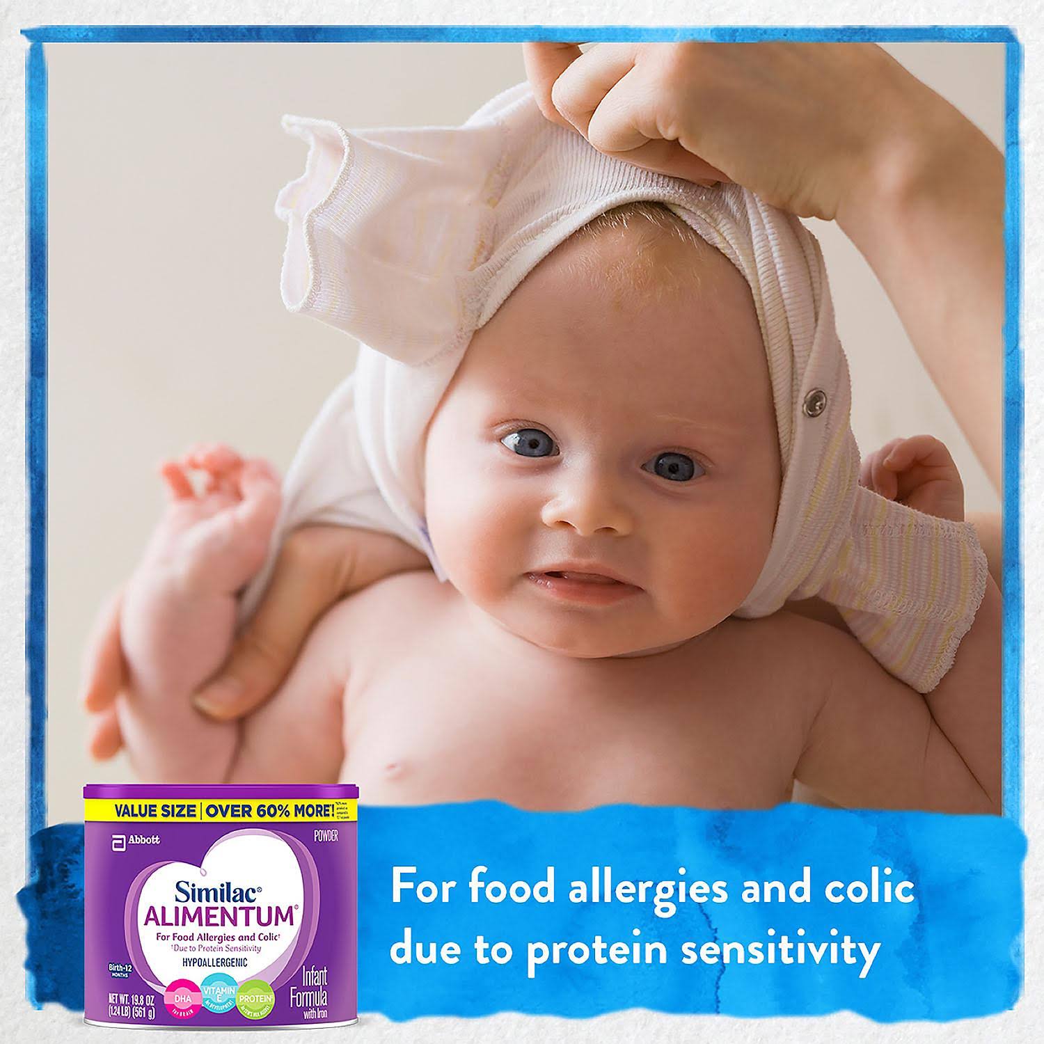 Similac Alimentum Hypoallergenic (4 Pack) Baby Formula for Food Allergies and Colic, Value size, Powder, 19.8 oz