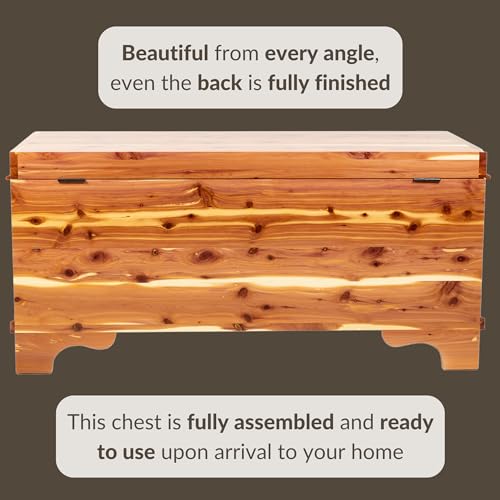 35" Amish Heirloom Aromatic Red Cedar Hope Chest with Waterfall Edge, Small Storage Trunk with Lock for Blankets and Keepsakes - Made in America