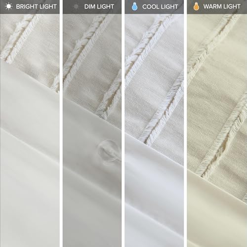 Madison Park King Comforter Set Clipped Jacquard Stripes with Buttons Boho Comforter for a King-Size Bed, Cotton Oversized Comforters with Removable Cover Boho Bedding, King Ivory 9 Piece