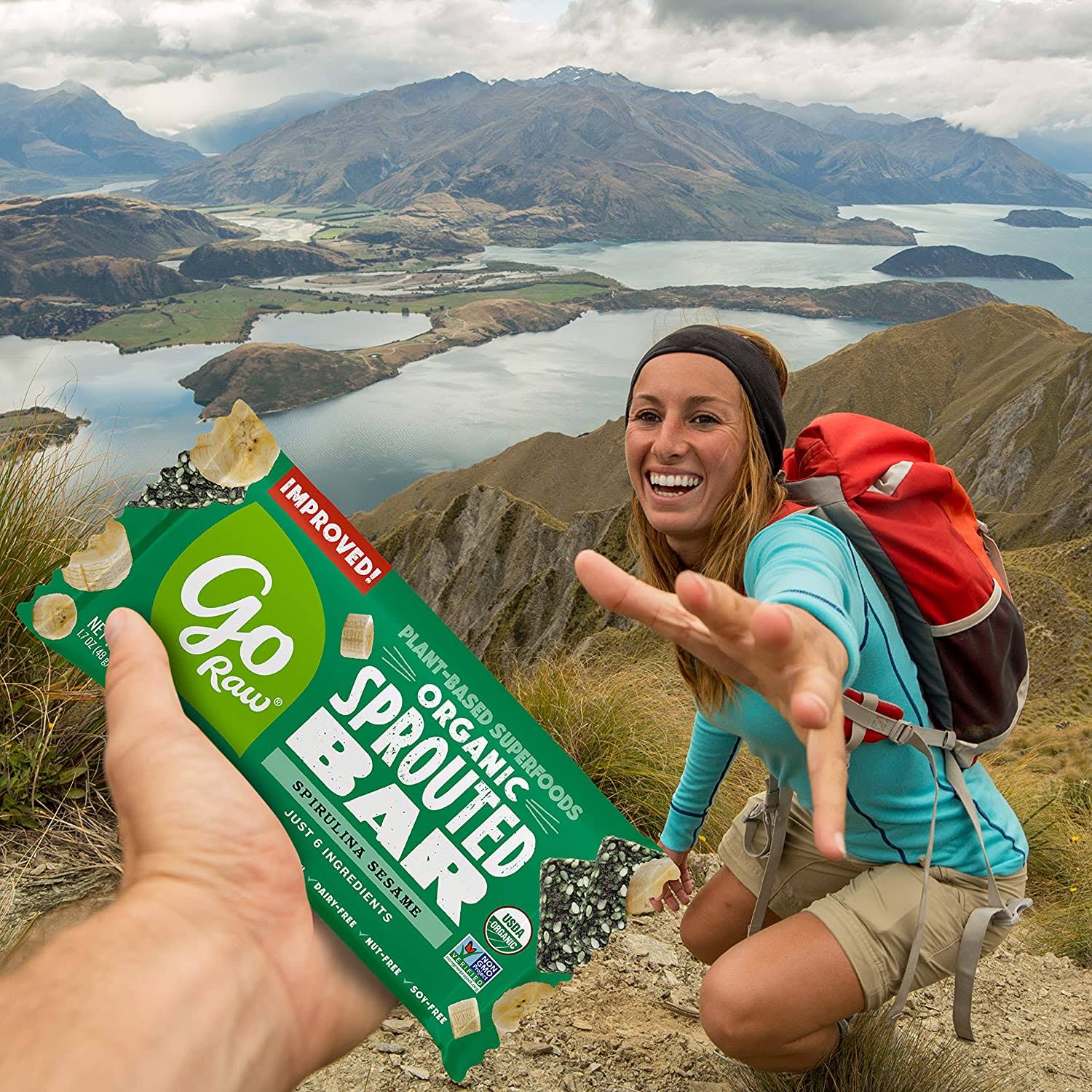 Go Raw - Organic Sprouted Bars Spirulina Sesame - 25 Bars