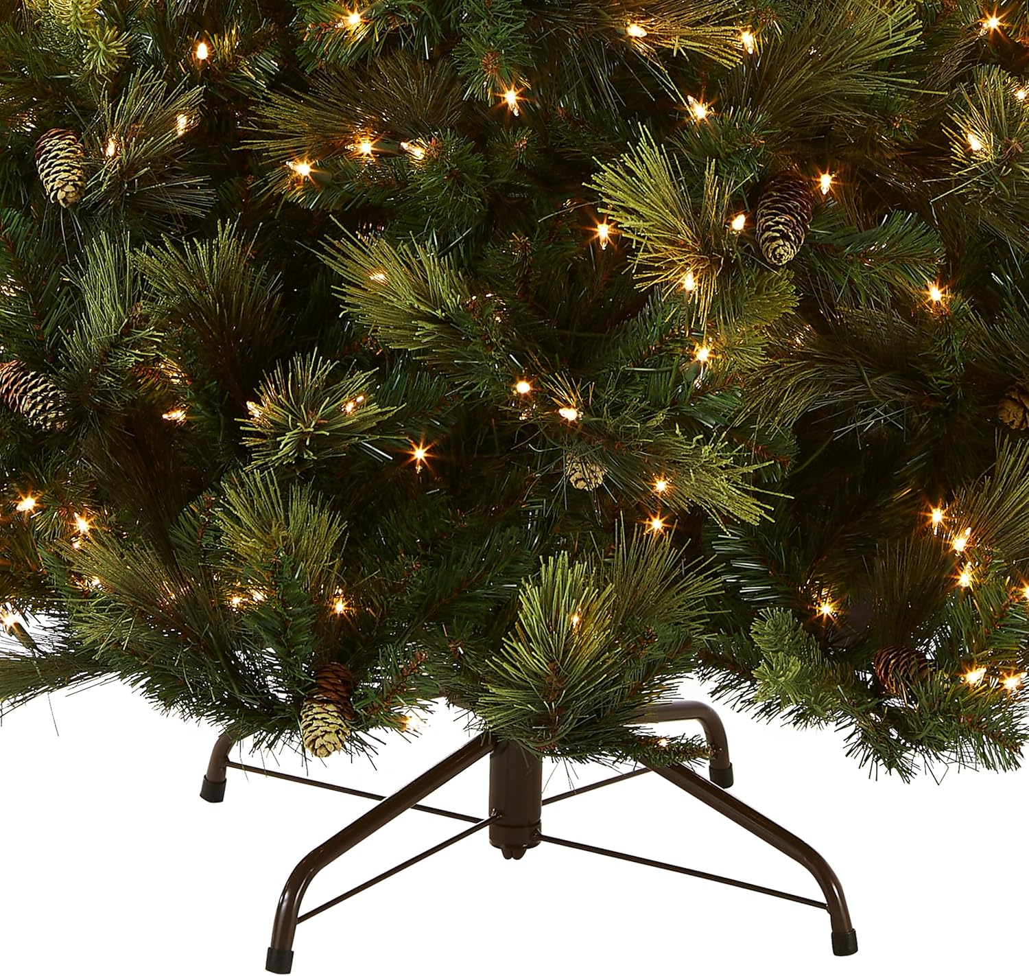 National Tree Company Carolina Pine 7.5 Foot Artificial Holiday Prelit Christmas Tree w/750 Clear Lights, Pinecones, 1399 Branch Tips and Metal Stand
