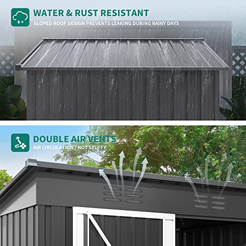 DWVO 10x8 FT Outdoor Storage Shed - Spacious Garden Tool Shed with Lockable Door - Durable Metal Yard Shed for Garden, Patio, and Backyard (Dark Gray)