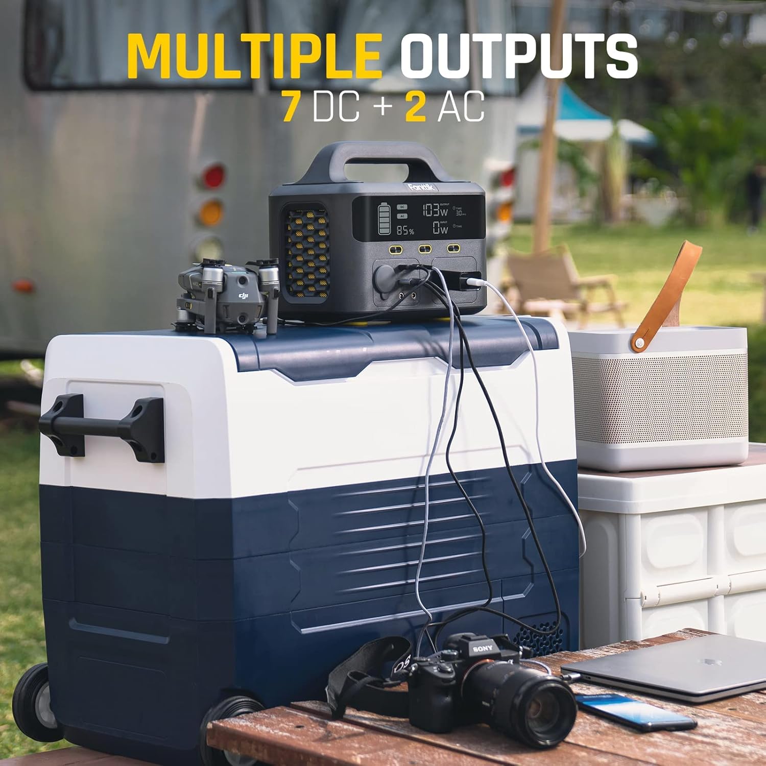 Fanttik EVO 300 Portable Power Station, 299Wh Backup Power Supply with Ultra Large Digital Screen, 2 AC 110V/300W(Peak 600W) Pure Sine Wave Outlets, Solar Generator (Solar Panel Not Included) for Outdoors Camping Travel Hunting RV Home Emergency
